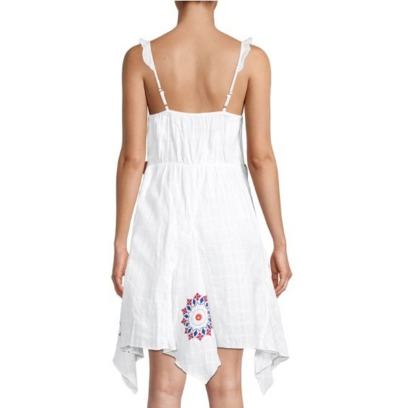 Area Star Maria Checked & Embroidered Asymmetrical Pull Over Cotton Dress Sz L - Picture 2 of 16